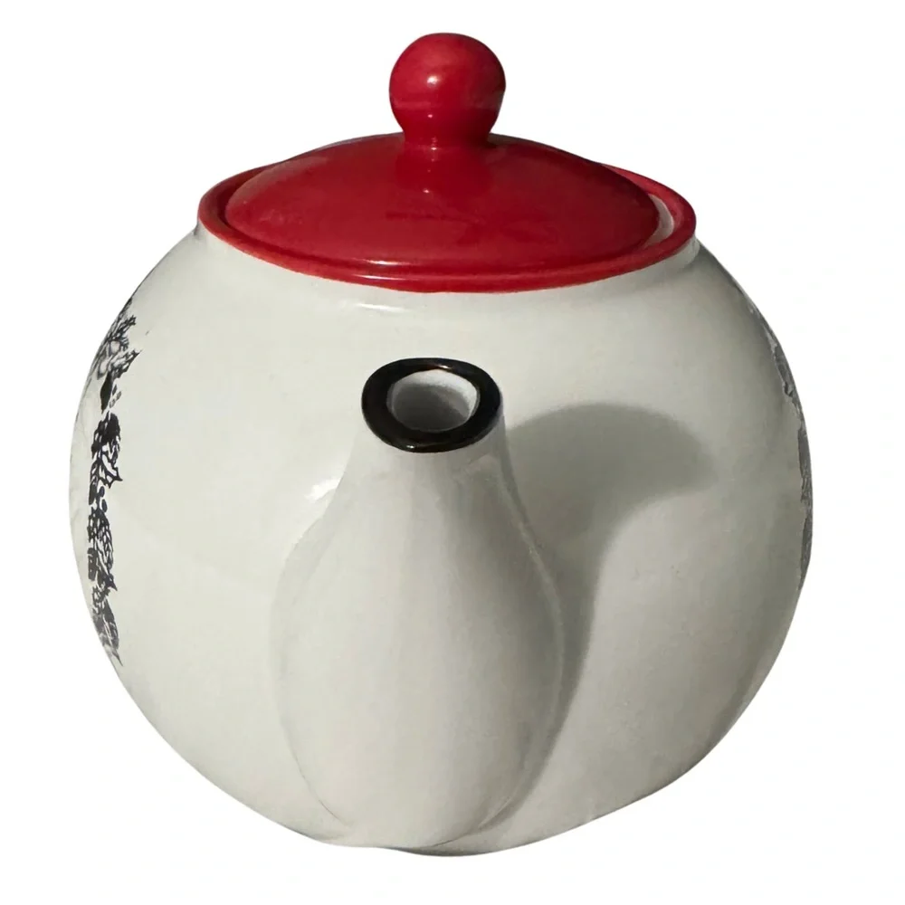 Festive‎ Winter Teapot - Warm Wishes Red Lid - New, No Defects!